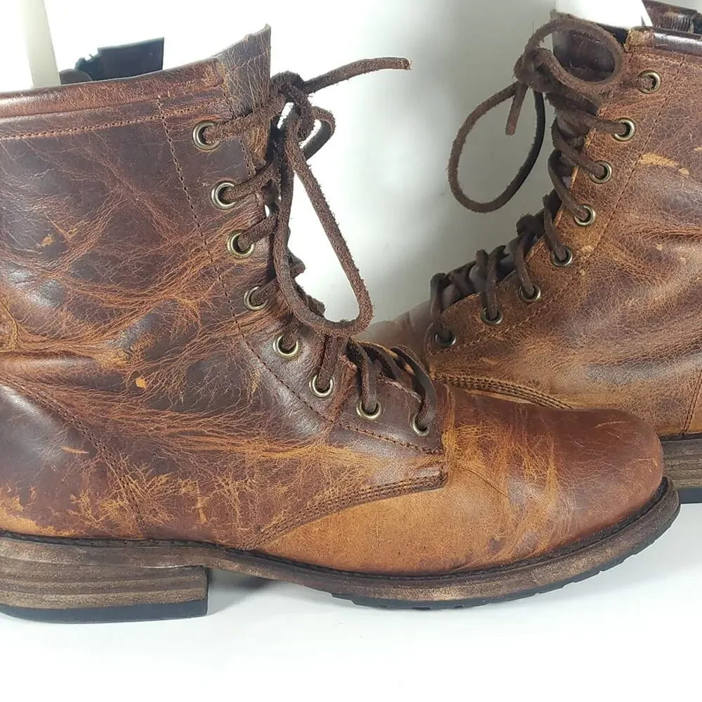 Freebird By Steven Manchester Women's US9 Brown Distressed Leather LaceUp Boot